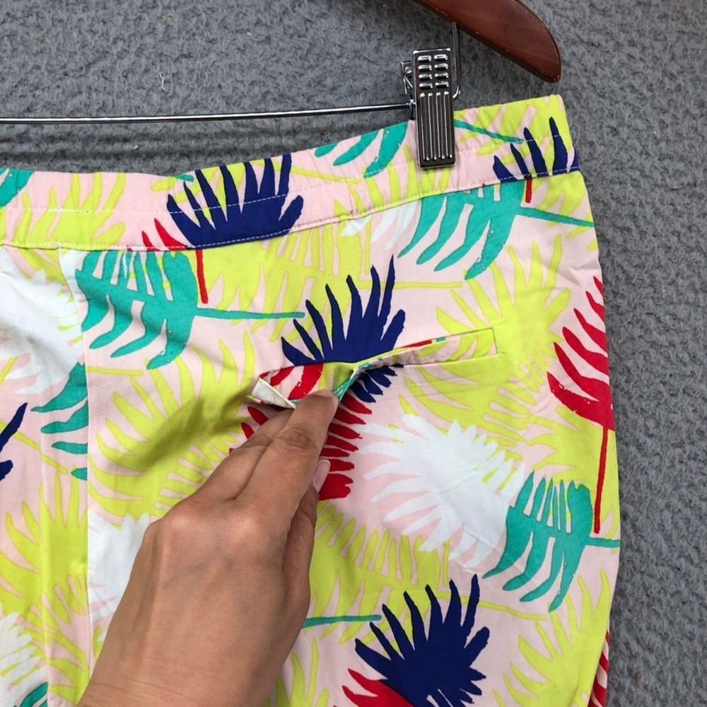 Marine Layer Tropical Leaf Pants Women Large Yellow Red Blue Palm Print Relaxed - Picture 5 of 10